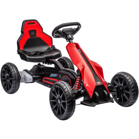 Go kart coche eléctrico para niños de 3 a 8 años kart con batería 12V velocidad 3-5km/h y cinturón de seguridad carga 30 kg 100x58x58,5 cm rojo
