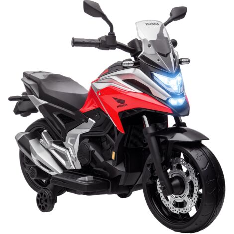 Moto eléctrica para niños de +3 años con licencia honda motocicleta de batería 12V con USB MP3 luz LED velocidad 3 km/h carga 30 kg rojo