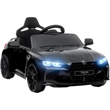 Coche eléctrico para niños BMW M4 coche de batería para niños 12V con mando a distancia bocina música velocidad 3-5 km/h cinturón de seguridad negro