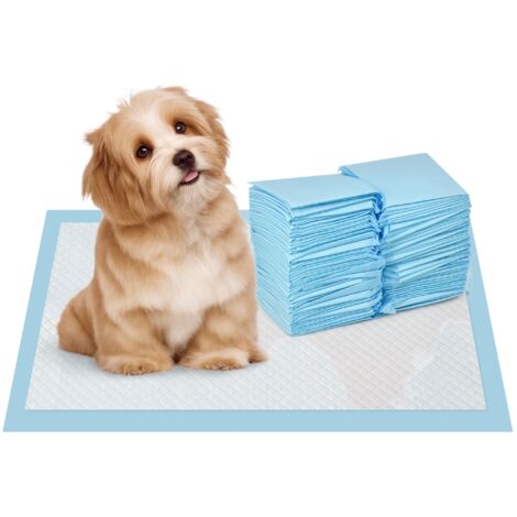 Empapadores para perros 100 unidad 45x30 cm resguardos para perros diseño de 6 capas con superficie de secado rápido a prueba de fugas azul (1/5)