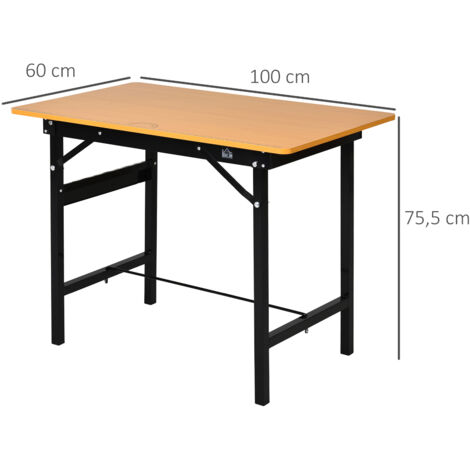 Banco de trabajo plegable mesa de trabajo plegable con regla transportador carga 100 kg 100x60x75,5 cm natural y negro
