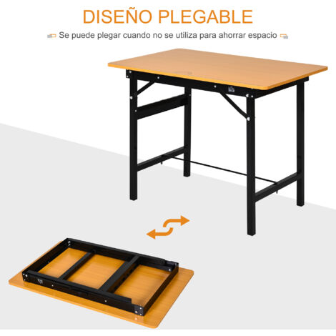 Banco de trabajo plegable mesa de trabajo plegable con regla transportador carga 100 kg 100x60x75,5 cm natural y negro