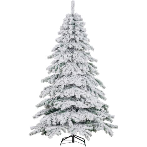 Árbol de Navidad 180 cm árbol de Navidad artificial nevado con 627 ramas y soporte de metal árbol de Navideño para salón verde y blanco (1/5)