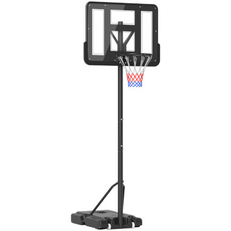 Canasta de baloncesto de exterior con altura ajustable 220-365 cm aro de baloncesto con soporte canasta de baloncesto con ruedas base negro (1/5)