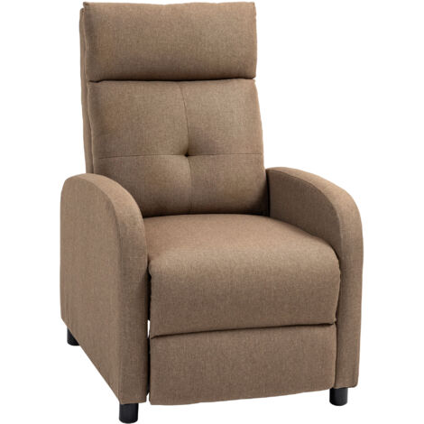 Sillón relax reclinable manual sillón reclinable para salón tapizado en tela con reposapiés respaldo alto carga 150 kg para dormitorio oficina marrón