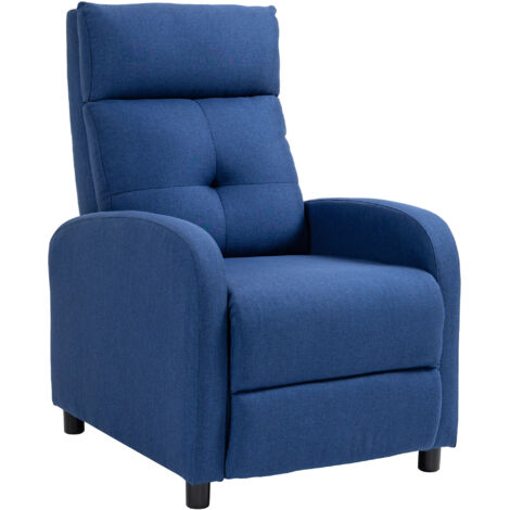 Sillón relax reclinable manual sillón reclinable para salón tapizado en tela con reposapiés respaldo alto carga 150 kg para dormitorio oficina azul