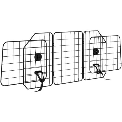 Barrera protectora de coche para perros con anchura ajustable rejilla para perros de coche plegable de acero 93-150x42 cm negro