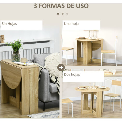 Mesa plegable de comedor mesa de cocina plegable con 2 alas abatibles mesa plegable para 2-4 personas 104x76x73,7 cm roble