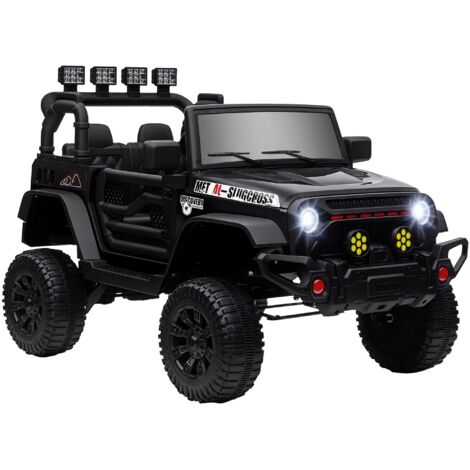 Coche eléctrico para niños de +3 años carro eléctrico infantil con batería 12V mando a distancia faros LED bocina música negro