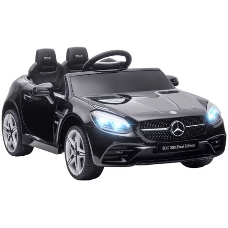 Coche eléctrico para niños de +3 años mercedes SLC 300 coche eléctrico con batería 12V con mando a distancia faros LED bocina música negro