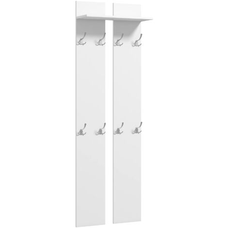 Perchero para ropa de pared perchero para recibidor moderno con 8 ganchos y estante para entrada pasillo 55x21,3x170 cm blanco