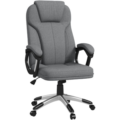 Silla de oficina silla de escritorio silla de estudio tapizada en tela con función de basculante altura ajustable reposabrazos 66x75x110-120 cm gris (1/5)