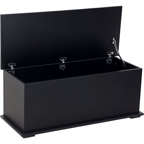 Baúl de almacenamiento de madera arcón de almacenamiento con tapa carga máx. 120 kg para dormitorio salón 100x40x40 cm negro