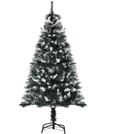 Árbol de Navidad 150 cm árbol de Navidad artificial con 378 ramas 41 decoraciones soporte de acero base plegable y desmontable para salón verde (1/5)