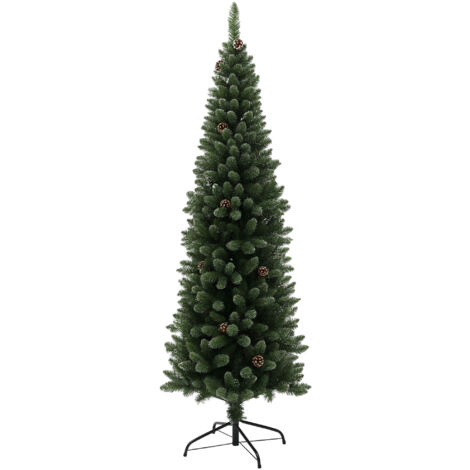 Árbol de Navidad 180 cm árbol de Navidad artificial con 618 ramas 30 piñas y soporte de metal árbol Navideño para salón interior verde (1/5)