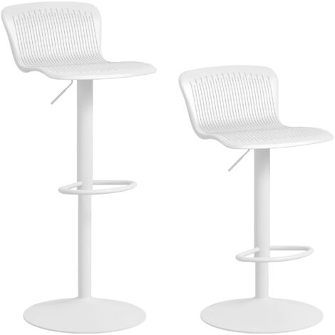 Conjunto de 2 taburetes altos de cocina sillas altas de cocina giratoria con respaldo y altura ajustable carga 120 kg para bar salón comedor blanco