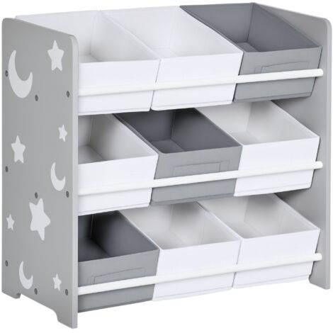 Estantería infantil con 9 cajas de tela no tejida extraíbles organizador de juguetes para dormitorio guardería 63x30x60 cm gris (1/5)
