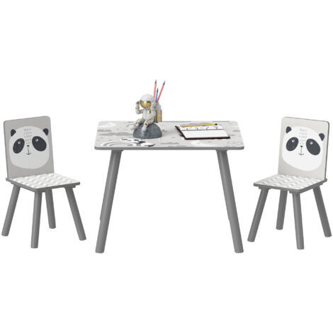 Mesa y sillas infantiles de 3 piezas mesa infantil con 2 sillas juego de muebles para actividades para niños de 3-8 Años para dormitorio gris