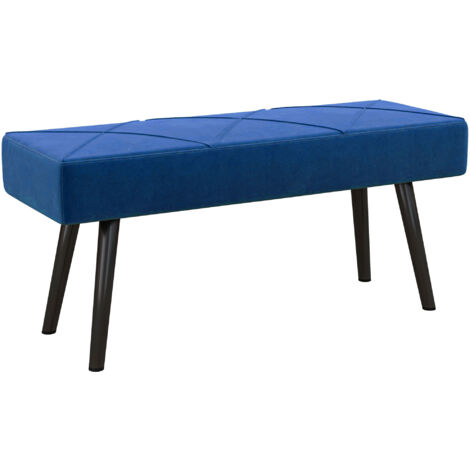 Taburete pie de cama multifuncional banco pie de cama moderno banco dormitorio con pies de acero y asiento acolchado carga 120 kg 100x36x45 cm azul
