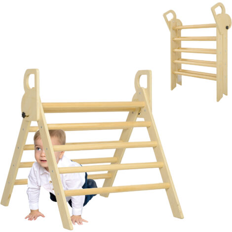AIYAPLAY triángulo de escalada de madera plegable para cultivar habilidades de equilibrio y coordinación 82x66x71 cm natural