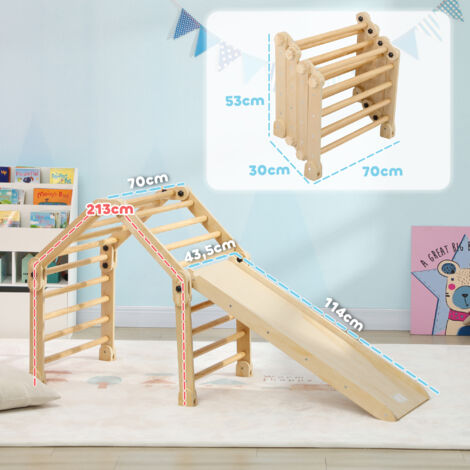 AIYAPLAY Trío De Escalada Para Niños De 18 A 48 Meses – Marco Plegable Con Rampa Y Escalera Reversible, Multicolor, De 175x70x89 Cm