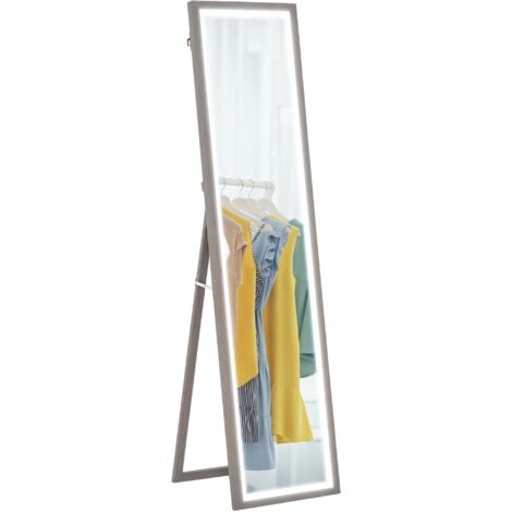 Homcom – Espejo de cuerpo entero 160x40 cm con luz LED – Iluminación táctil inteligente – Función de memoria – Montaje en pared o de pie (1/5)