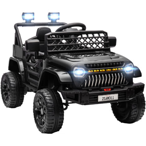 AIYAPLAY coche eléctrico para niños de +3 años carro eléctrico infantil 12V con mando a distancia velocidad ajustable USB faros bocina negro