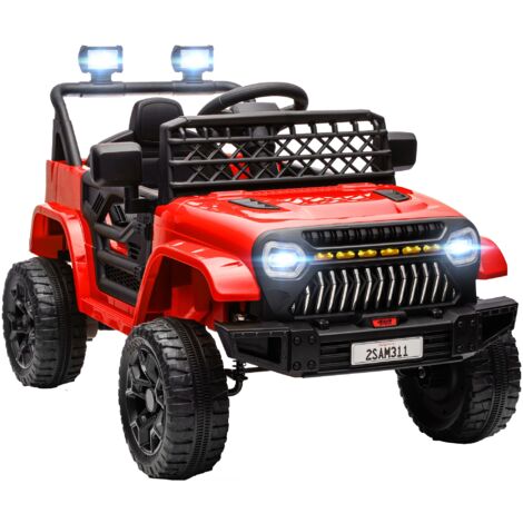 AIYAPLAY coche eléctrico para niños de +3 años carro eléctrico infantil 12V con mando a distancia velocidad ajustable USB faros bocina rojo