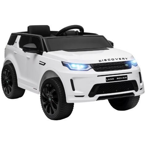 AIYAPLAY coche eléctrico para niños de +3 años con licencia Land Rover Discovery Sport batería 12V mando a distancia faros bocina y música blanco