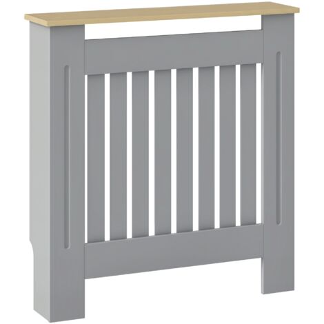 HOMCOM cubre radiadores cubreradiador de MDF cubierta para radiador para salón dormitorio pasillo 78x19x83 cm gris y roble