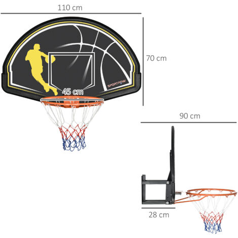 Bakaji Cesta de Baloncesto - Bola - Canasta reglamentaria de Pared - Tablero - Anillo de Metal con Red de Nailon - Diámetro 45 cm - Exterior - Kit de Montaje Incluido Bakaji Cesta de Baloncesto - Bola - Canasta reglamentaria de Pared - Tablero - Anillo de Metal con Red de Nailon - Diámetro 45 cm - Exterior - Kit de Montaje Incluido