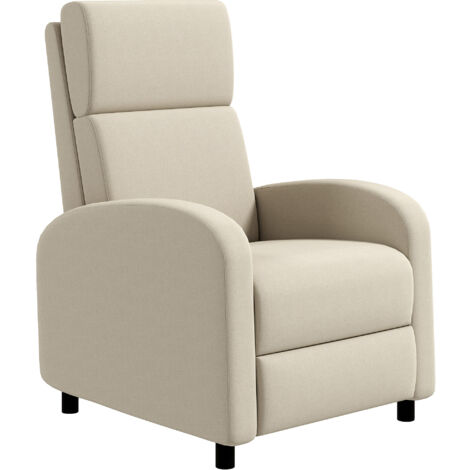 HOMCOM sillón relax reclinable manual sillón relax tapizado en lino sintético con reposapiés carga 120 kg sillón reclinable para dormitorio crema