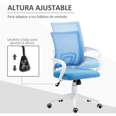 HOMCOM Silla De Oficina Ergonómica Ajustable En Altura Con 5 Ruedas 65x69x112-122 Cm