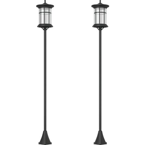Outsunny 2 farolas solares exterior luces solares exterior con panel solar encendido automático y marco de acero inoxidable impermeable IP44 negro