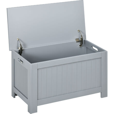 HOMCOM baúl de almacenaje para dormitorio banco de almacenaje con tapa baúl de almacenaje versátil con bisagra de seguridad 81x40x46 cm gris