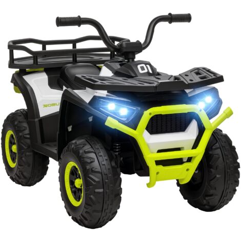 AIYAPLAY quad eléctrico para niños de +3 años con batería 12V faros música MP3 velocidad regulable y cesta de almacenamiento carga 30 kg verde