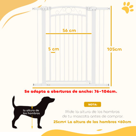 Barrera Seguridad Mascotas PawHut 150cm - Puerta Ajustable 77-104cm Para Perros Y Gatos