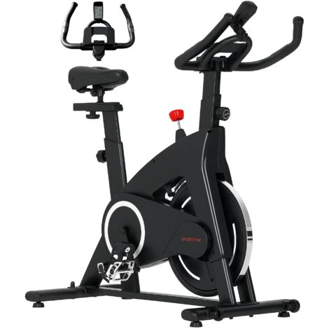 SPORTNOW bicicleta estática con volante de inercia 15 kg pantalla LED pulsómetro ejercicio silencioso manillar y asiento ajustable carga 120 kg negro (1/5)