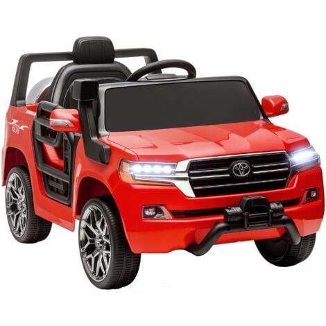 AIYAPLAY coche eléctrico para niños de +3 años Toyota LAND CRUISER con batería 12V mando a distancia faros bocina arranque suave y música MP3 rojo (1/5)