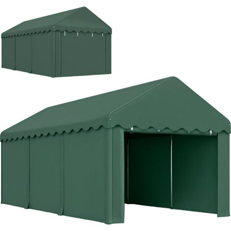 Outsunny carpa garaje 6x3 m garaje exterior para coche impermeable anti-UV con paredes laterales desmontables y 2 puertas con cremallera verde