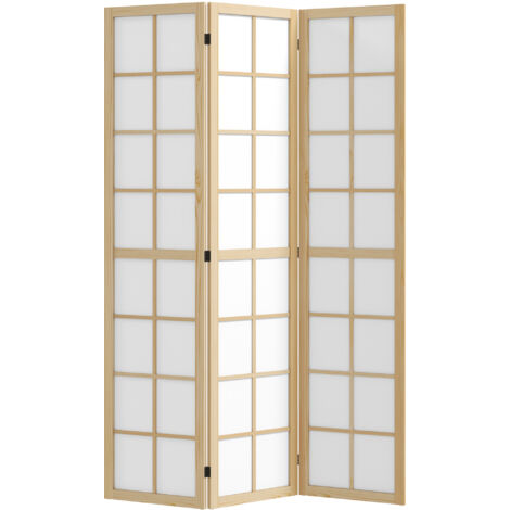 HOMCOM biombo de 3 paneles separador de ambientes plegable 120x170 cm biombo separador de ambientes para salón dormitorio oficina madera y blanco