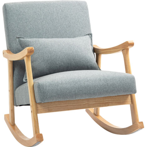 HOMCOM mecedora moderna mecedora para lactancia con cojín lumbar respaldo amplio y base de madera carga 120 kg silla mecedora para salón gris claro