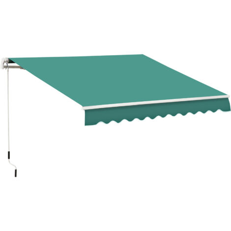 Outsunny toldo manual retráctil 295x245 cm toldo exterior terraza enrollable con manivela de metal protección UV toldo enrollable para balcón verde