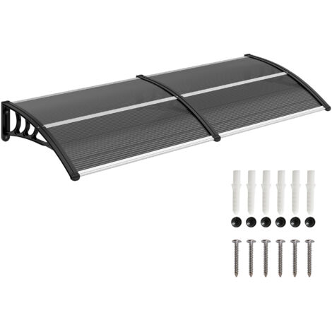 Outsunny marquesina exterior para puertas y ventanas 196x75 cm tejadillo de protección contra sol y lluvia con cubierta de policarbonato negro