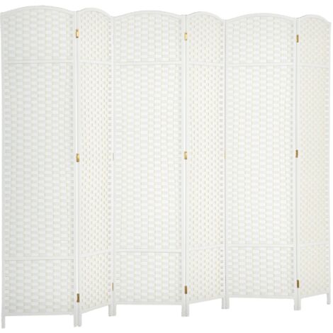 HOMCOM biombo de 6 paneles separador de ambientes plegable 240x170 cm biombo separador de ambientes para salón dormitorio oficina blanco