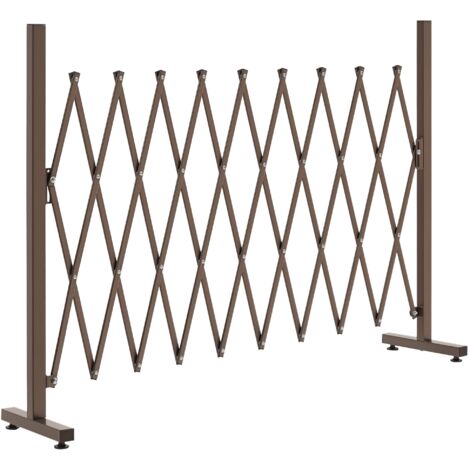 Outsunny valla de jardín exterior de aleación de aluminio puerta de jardín exterior extensible para decoración terraza patio 250x31x103,5 cm café