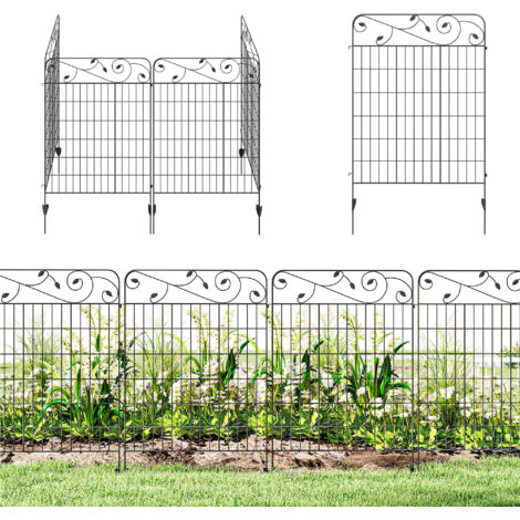 Outsunny vallas de jardín exterior de 4 paneles 88x110 cm vallas de jardín metálicas vallas decorativas con ángulo ajustable para patio terraza negro