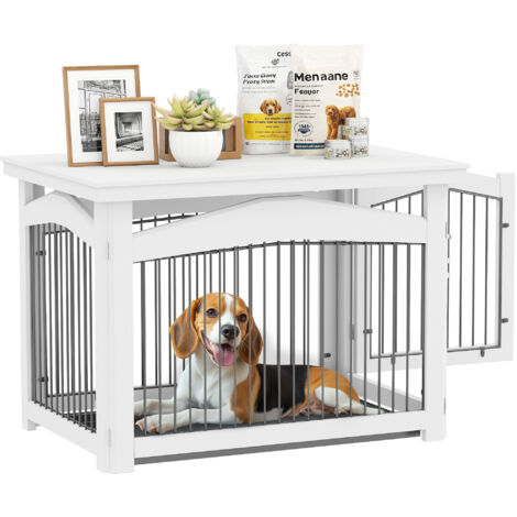 PawHut jaula para perros medianos 3 en 1 con puerta con pestillo tapa superior desmontable y bandeja extraíble 82,5x57,5x59,5 cm blanco