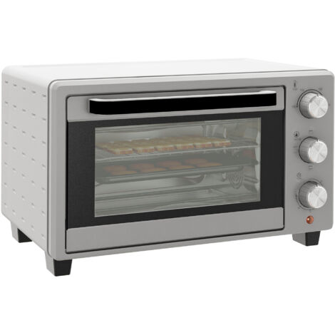 HOMCOM horno eléctrico de sobremesa horno sobremesa de 21L 1400W con temporizador hasta 60min y temperatura regulable hasta 230℃ plateado