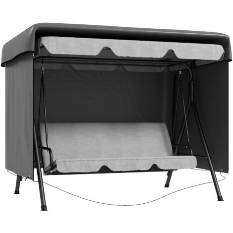 Outsunny funda balancín jardín funda columpio jardín exterior cubierta de columpio con cremallera impermeable 215x155x150 cm gris oscuro